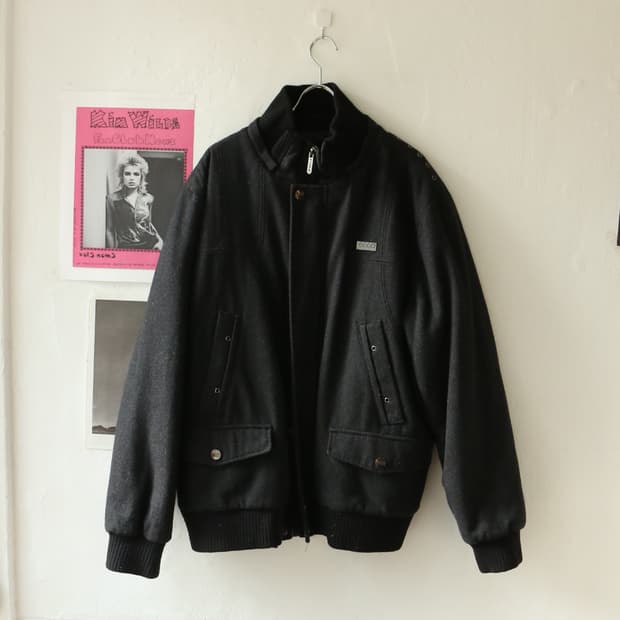 쿠지 울 다크그레이 봄버 자켓 