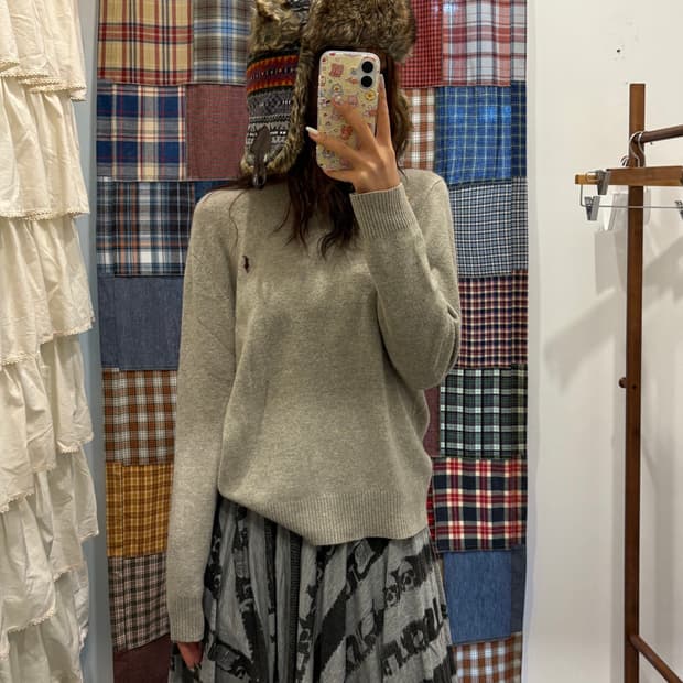 폴로 그레이 코튼 니트