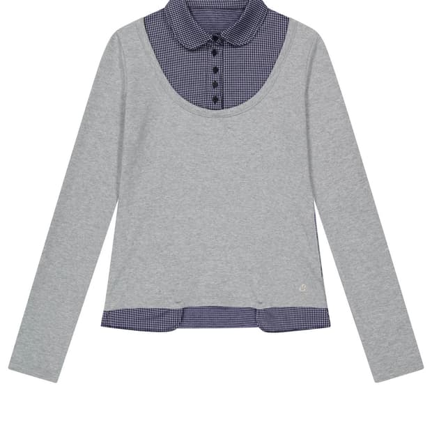 REVERSIBLE COLLAR LONGSLEEVES MELANGE GR