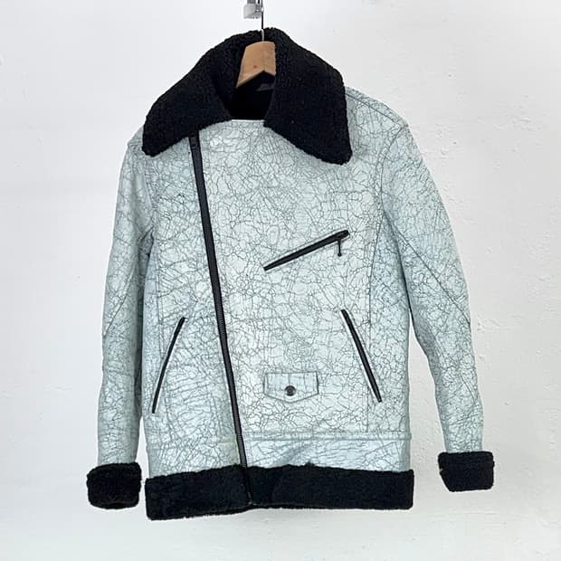 블랙 데님 비앙케토 시어링 스킨 라이더 자켓