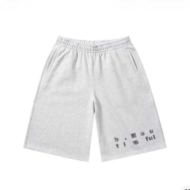 산산기어 x 뷰티풀 스웻 쇼츠 화이트 멜란지