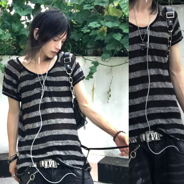 stripe side strap knit