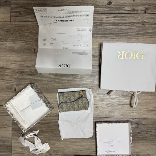 디올 오블리크 새들 아코디언 카드지갑 베이지 반지갑