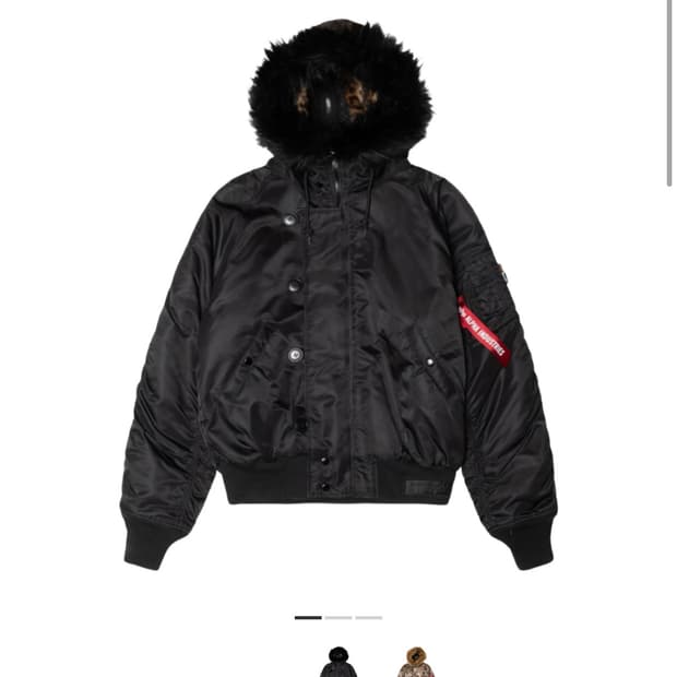 스투시 x 알파 인더스트리 N-2B 숏 웨이스트 파카 블랙