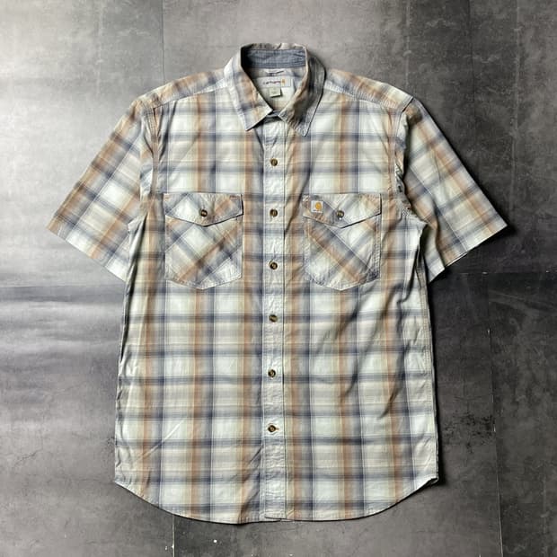 CARHARTT 칼하트 체크 플랩포켓 워크 반팔셔츠 A01258