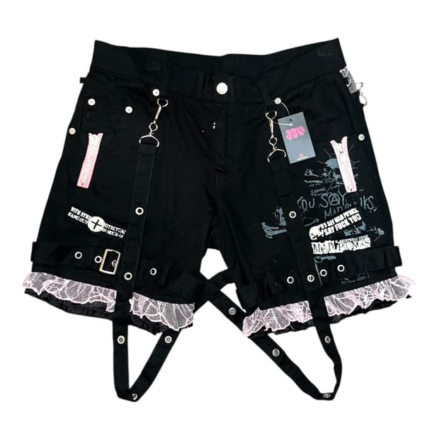 MAD PUNKS 매드펑크 핑크레이스 서스팬더 반바지 펑크y2k