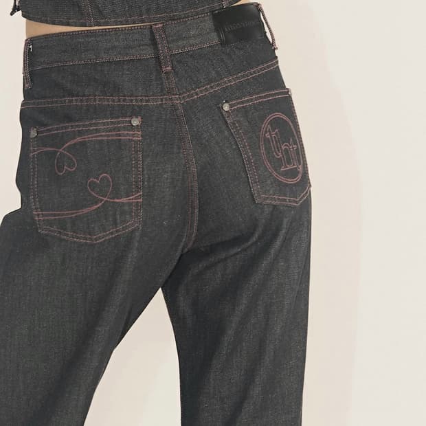 쓰리타임즈 Pink raw denim pants 로우 데님 팬츠