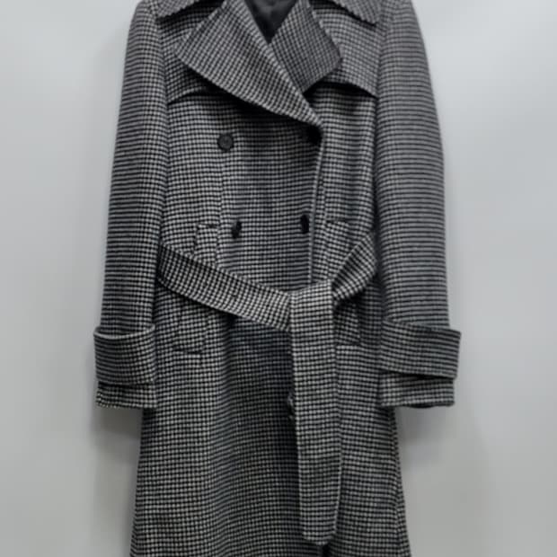 SISLEY 시슬리 벨티드 모노 체크 울 코트 / 여 42 (90)
