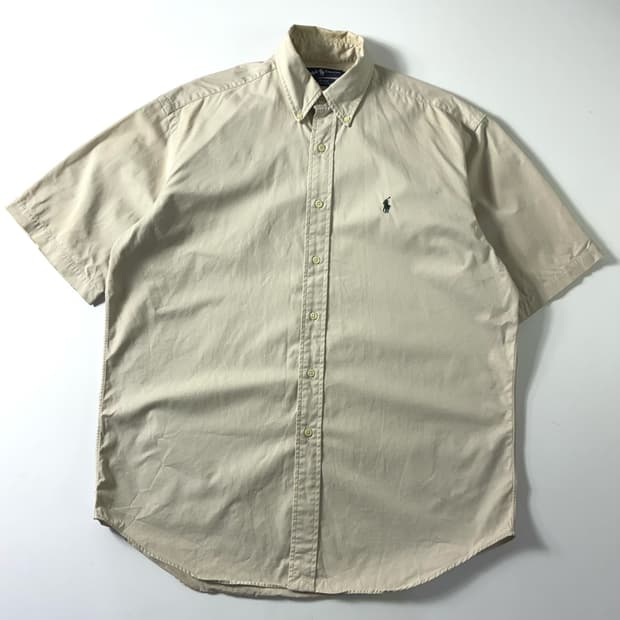 Polo  폴로 랄프로렌 자수 코튼 베이지 반팔 셔츠 