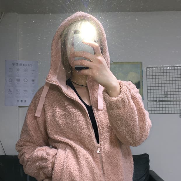 투티/0130 리복 뽀글이 후드 플리스 핑크