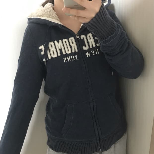 아베크롬비 울프죠 양털 네이비 후드집업