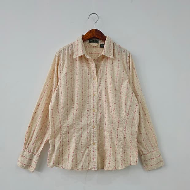 에디바우어 플라워 스트라이프 코튼 셔츠