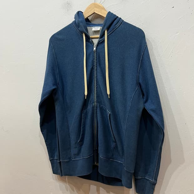 챔피온 재팬 리버스위브 워시드 블루 후드집업 