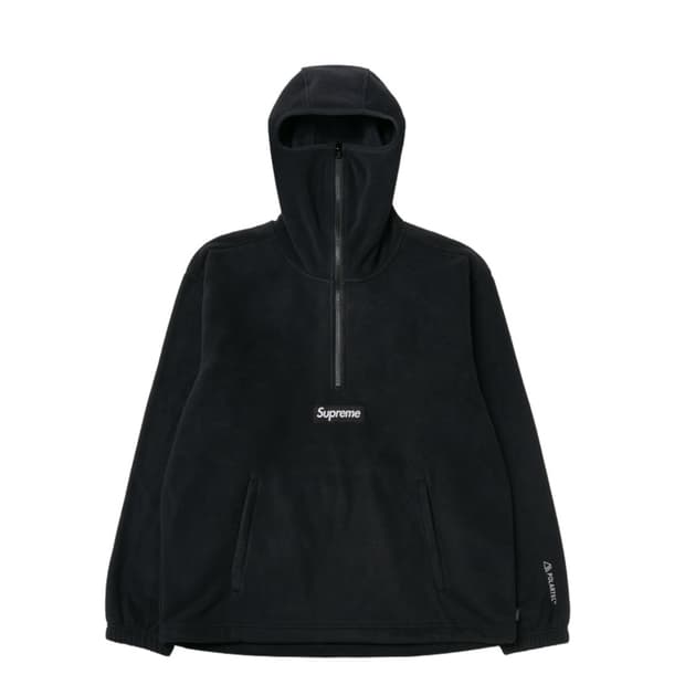 [L] 슈프림 폴라텍 페이스마스크 하프 집 후드 블랙 24FW