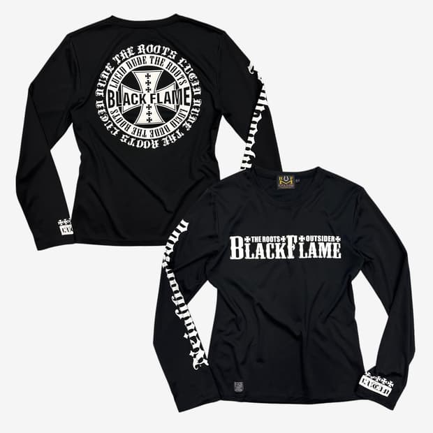 BLACK FLAME chopper logo poly t-shirt
