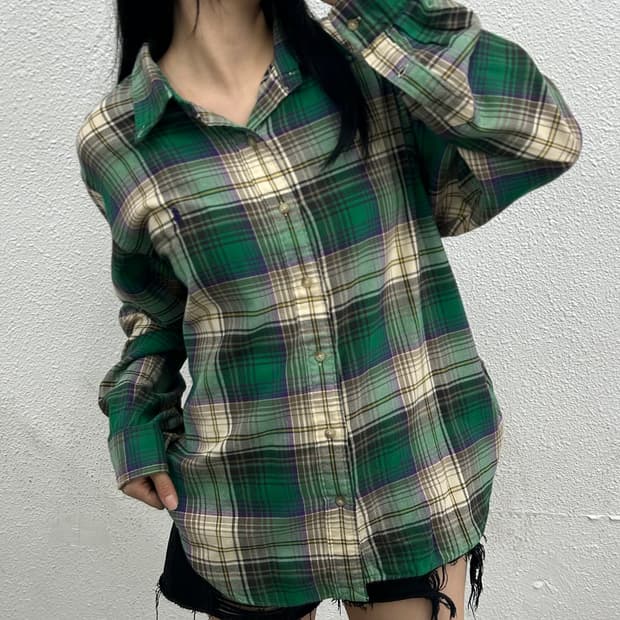 폴로 랄프로렌 퍼플포니 그린체크 XXL