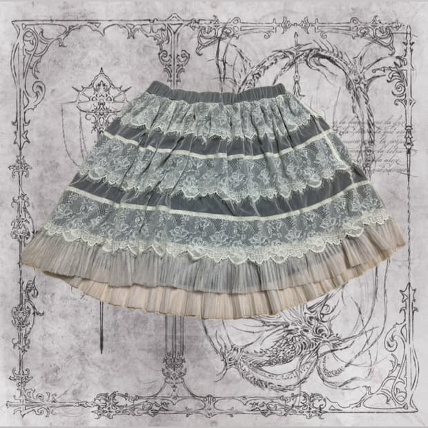 그레이 레이스디테일 캉캉 스커트