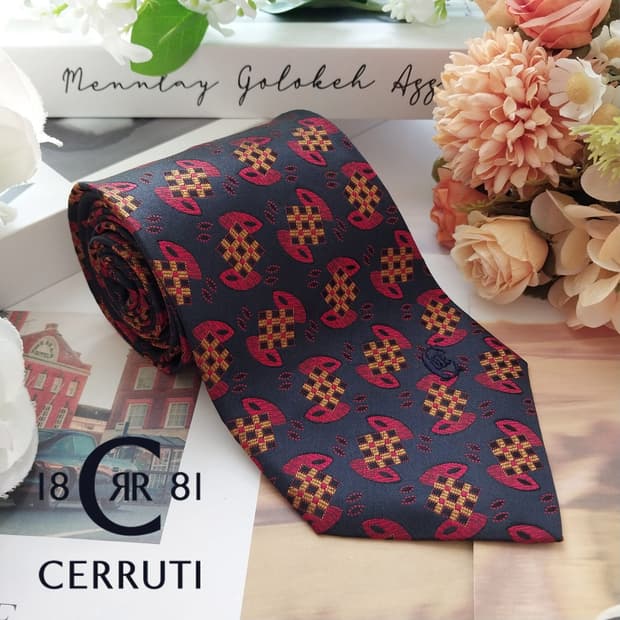 NINO CERRUTI 세루티 넥타이 다크네이비 패턴 A+등급 K2418