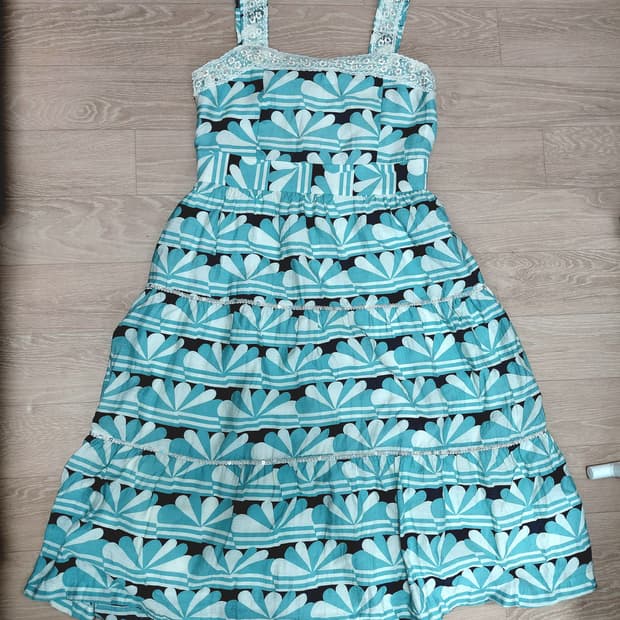 페어리 모리 민트 레이스 자수 큐빅 펄 엠브로이드 원피스