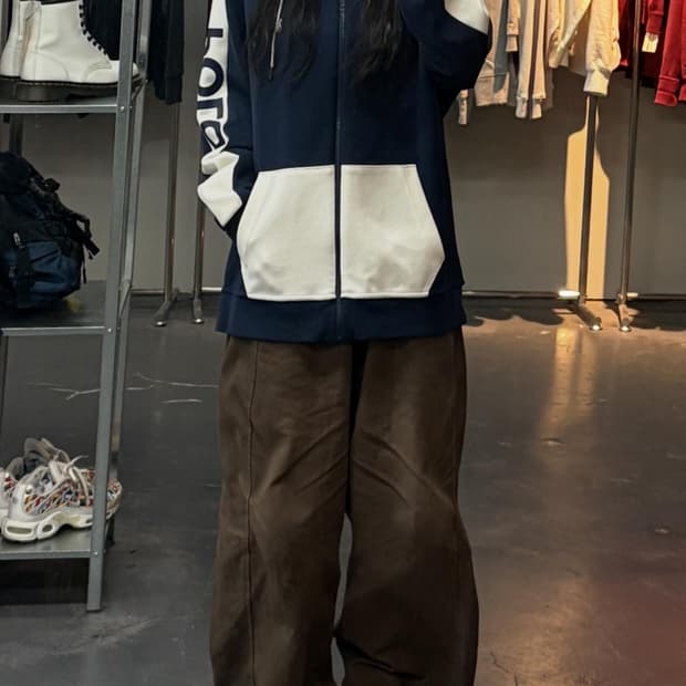 폴로랄프로렌 네이비 블루 배색 후드집업 A3212