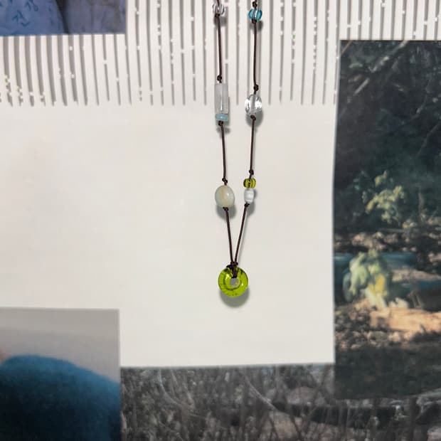 Matcha donut necklace