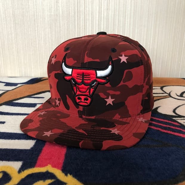 NBA 미첼앤네스 시카고불스 레드카모 스냅백/모자