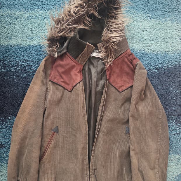 일본 빈티지 후드 퍼  코듀로이 자켓 M사이즈