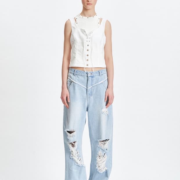 CHECK BUSTIER [WHITE]