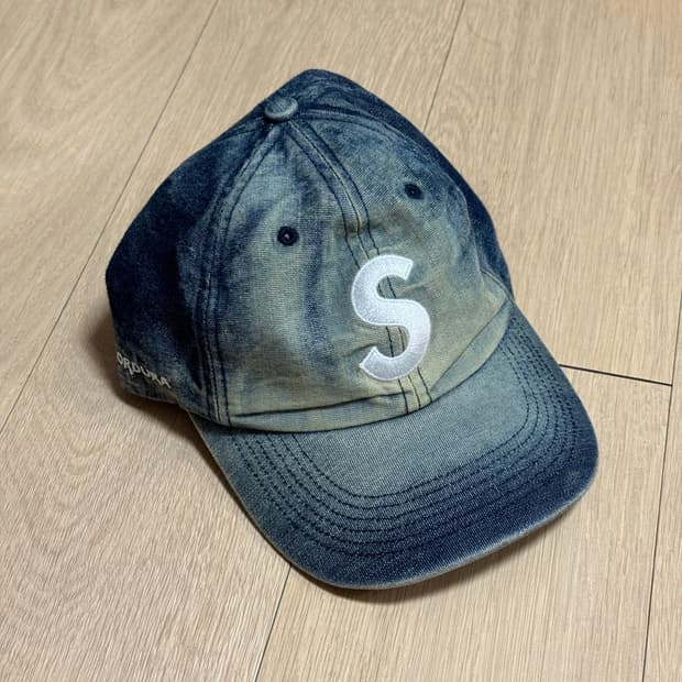 슈프림 25ss 코듀라 데님 S 로고 6 패널 캡 블리치드 인디고
