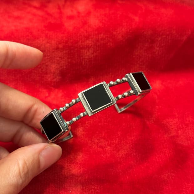 Vintage onyx 925silver bangle  