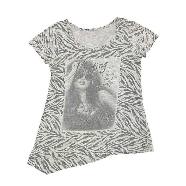 Japanese vtg y2k 프린팅 디테일 언발 반팔티셔츠