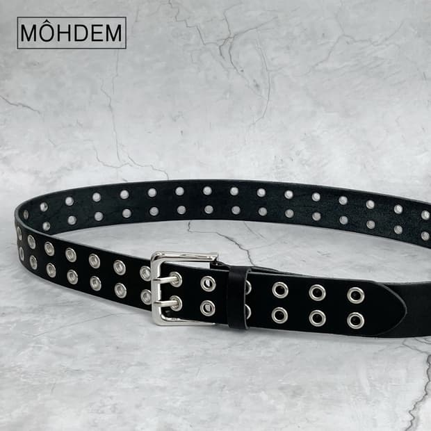 [Unisex]더블 아일렛 이태리소가죽 벨트