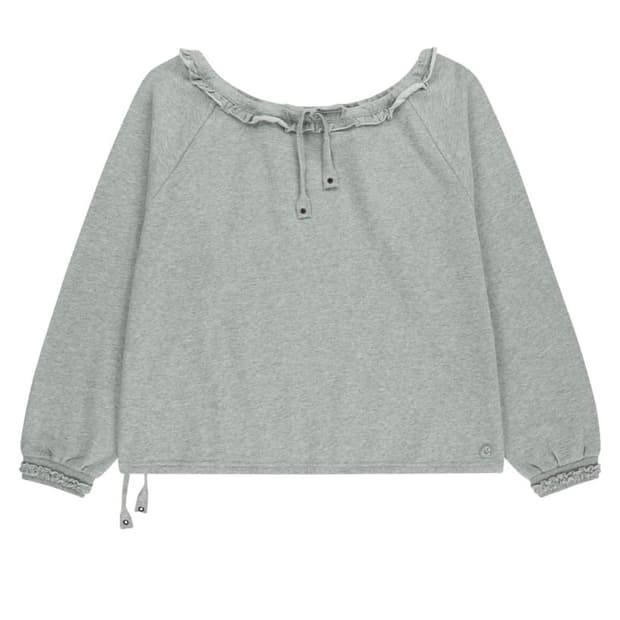 DRAWSTRING LONG SLEEVE MELANGE GREY