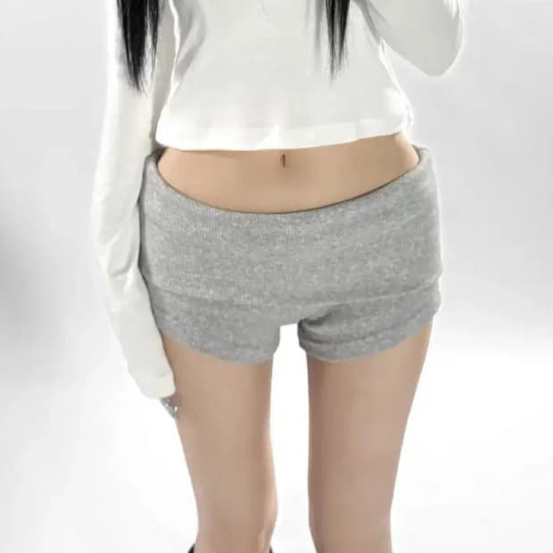 폴링업 폴딩 드레이프 로우 마이크로 숏팬츠 그레이