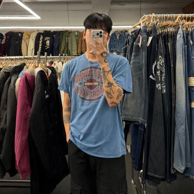 XL) 할리데이비슨 빈티지 버지니아비치 할리 프린팅 반팔 티셔츠