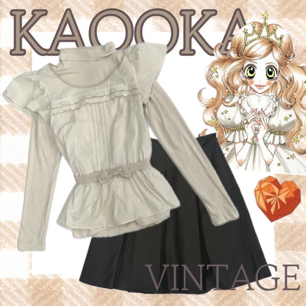 🤎라떼갸루 슈슈룬 쇼콜라깔 코디세트🤎 히메 러블리 퍼프 리본 스커트