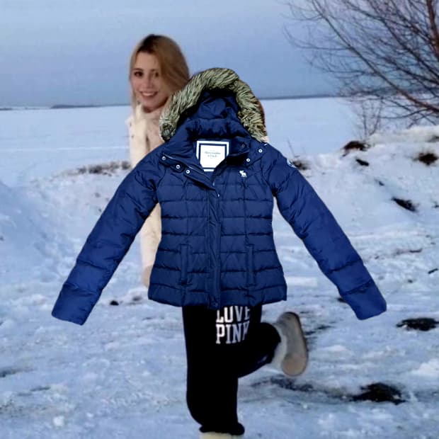 대대장템 y2k 아베크롬비 슬림핏 울프죠 숏패딩 XS 네이비