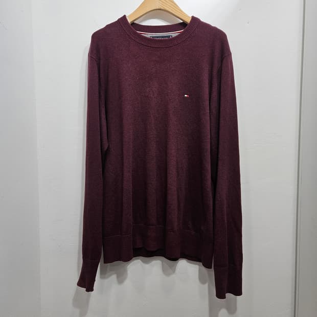 타미힐피거(Tommy Hilfiger) 캐시미어 혼방 니트 버건디 M