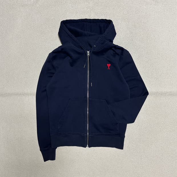 아미 21SS 하트 스몰 로고 자수 후드집업