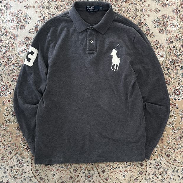 폴로 랄프로렌 차콜/화이트 빅포니 카라티 