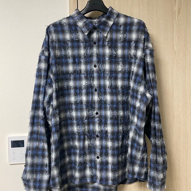 준지 26ss 그리드 니들 체크 루즈핏셔츠 블루, 52사이즈 새상품