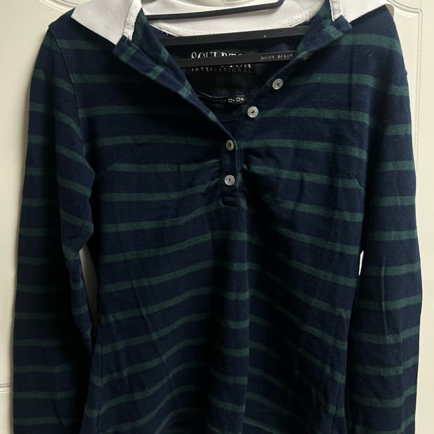 스컬프터 셔링 테니스 셔츠 스트라이프 네이비그린