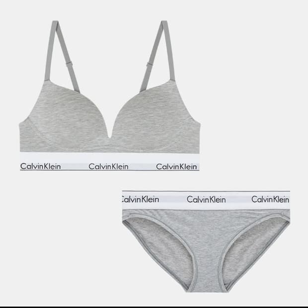 캘빈클라인 속옷 아이콘 코튼 모달 푸쉬업 브라렛 세트 그레이