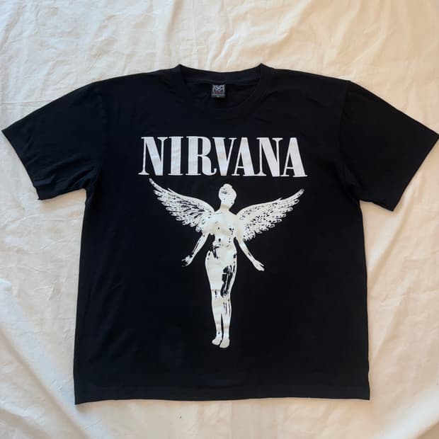Nirvana In Utero 엔젤 프린트 밴드 티셔츠