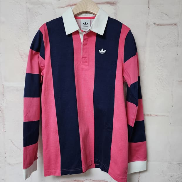 아디다스 핑크 스트라이프 럭비티