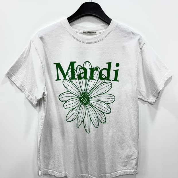 마르디 메크르디 플라워 티셔츠 화이트 그린