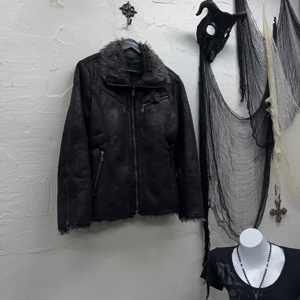 Unknown 00s vkei trimming fur jacket