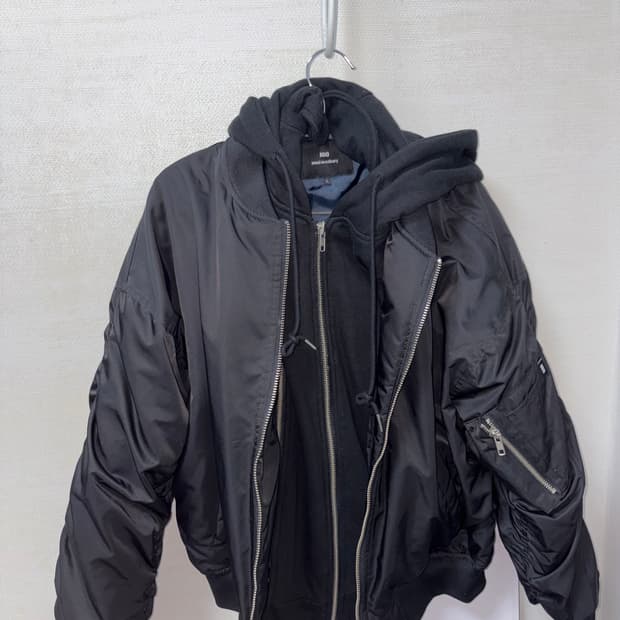 엠오오 오버핏 후드 MA-1 블랙 L