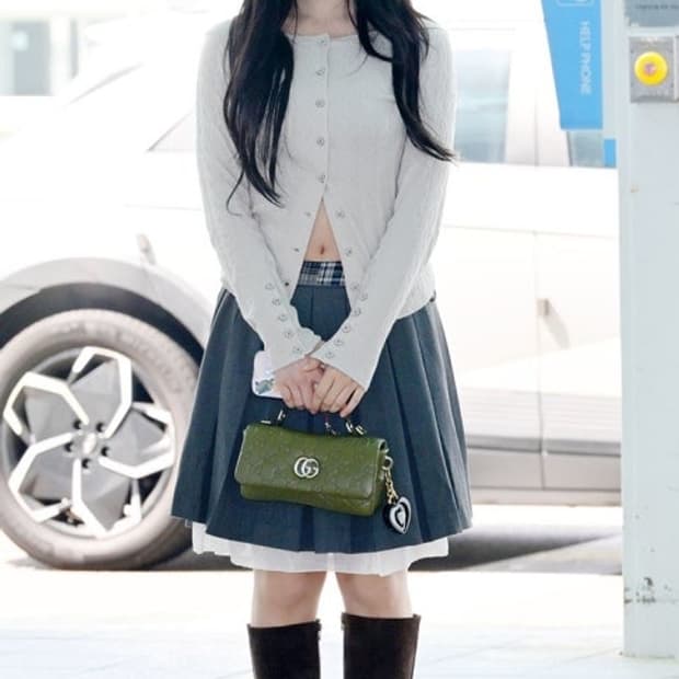 코이세이오 더블 웨이스티드 플리츠 스커트 그레이