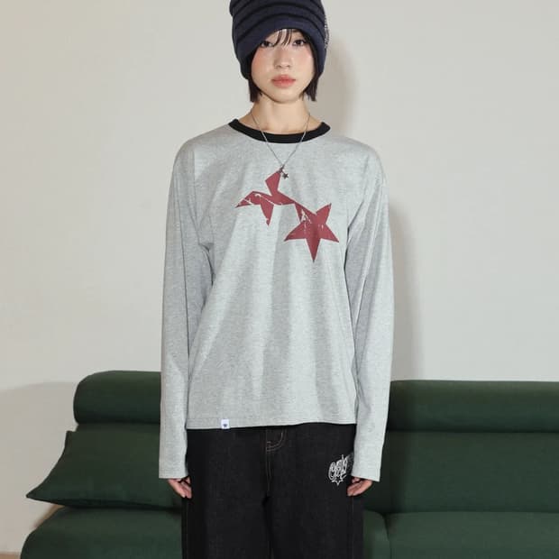 카비시 트윈 스타 링거 롱슬리브 그레이 M 